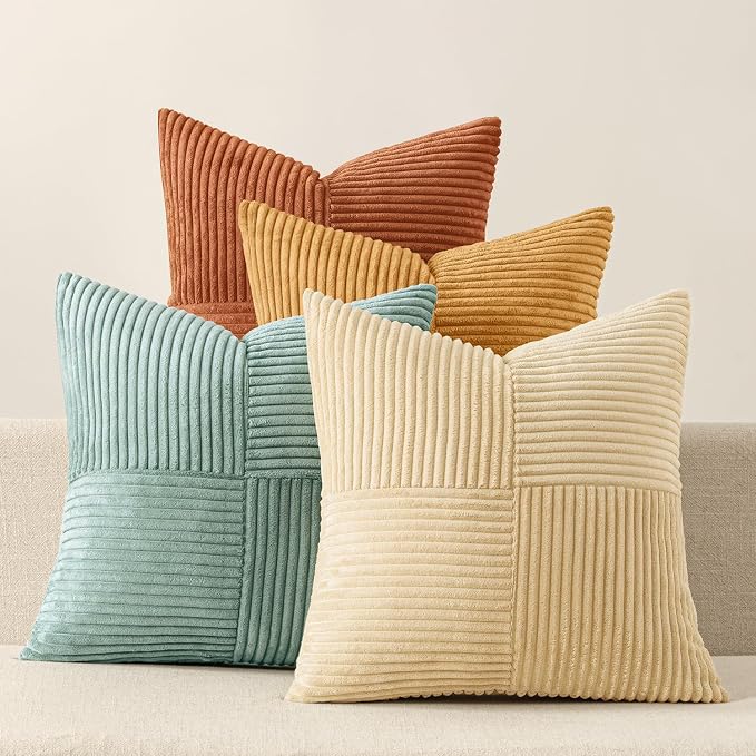MIULEE Fall Boho Farmhouse Decorative Throw Pillow Covers 18x18 Inch 4 Packs by MIULEE
