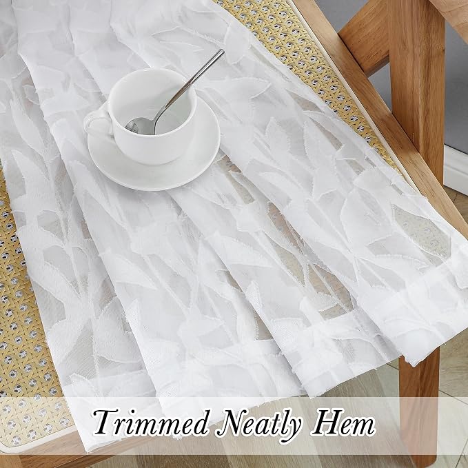 Lecloud Leia Short White Sheer Curtains 45 Inch Length 2 Panels, Balance Light - Image 7