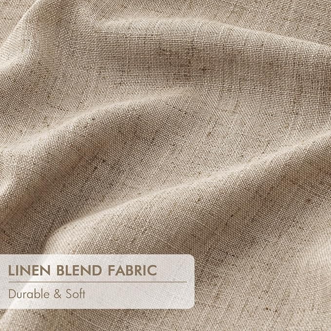MIULEE Taupe Pinch Pleated 100% Blackout Linen Curtains 40x96 Inches | Room - Image 6