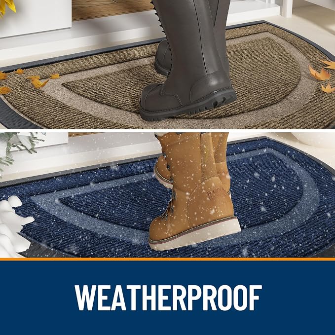 OLANLY Half Circle Front Door Mat Outside 47x23 All-Season Rubber Doormat | - Image 2