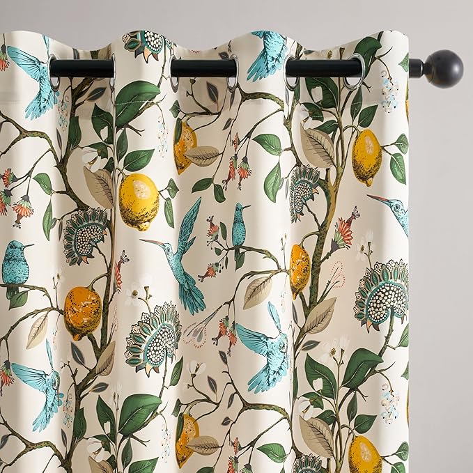 Topfinel Kitchen Curtains 45 Inch Length Beige Vintage Blackout Curtains - Image 3