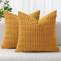 MIULEE Corduroy Decorative Throw Pillow Covers 18x18 Gold Yellow Pack of 2 | by MIULEE