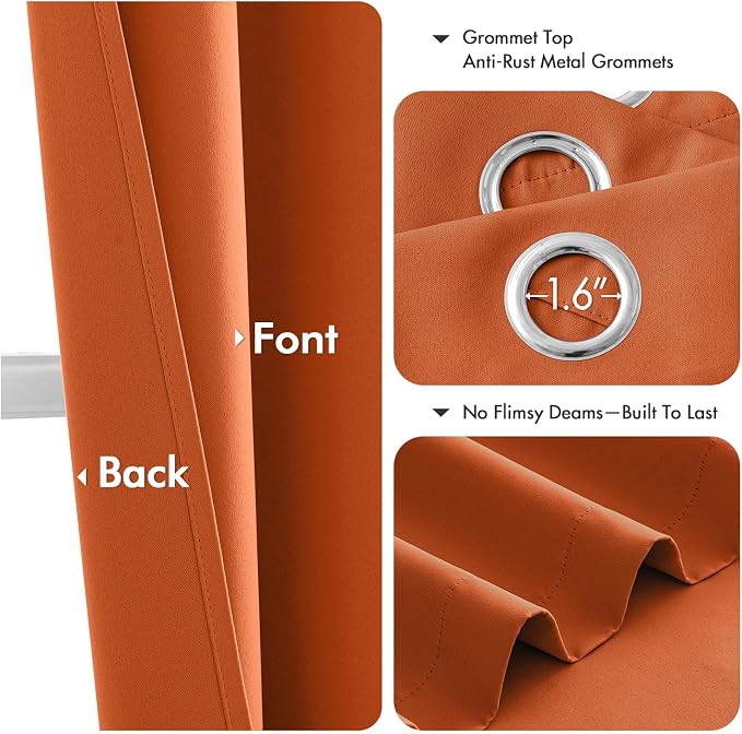 MIULEE Fall Blackout Curtains for Bedroom 2 Panels 40 x 45 Inch Long Orange | - Image 4