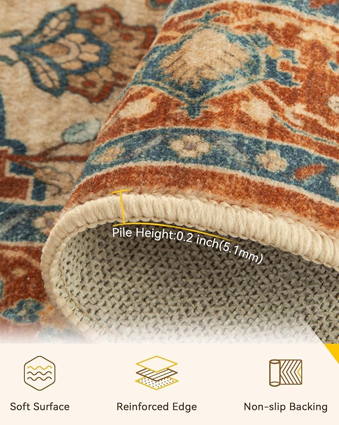 RELEANY Washable Area Rug, Runner 2'x8', Water Repellent, Pet Friendly - Image 2