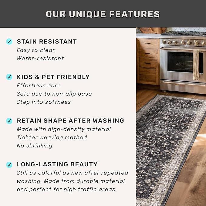 Black 2x7 Long Runner Rugs for Entryway, Throw Runners for Kitchen Hallway - Image 7