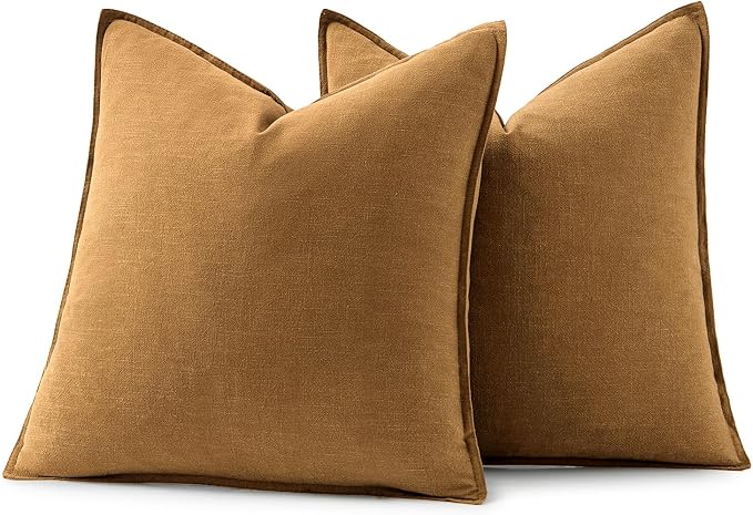 MIULEE Decorative Linen Euro Sham Pillow Covers 24x24 Hazel | Boho Farmhouse​ - Image 6