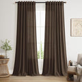Chocolate Linen Blend Light Filtering Back Tab Curtains 102 Inches Long by Nanspring