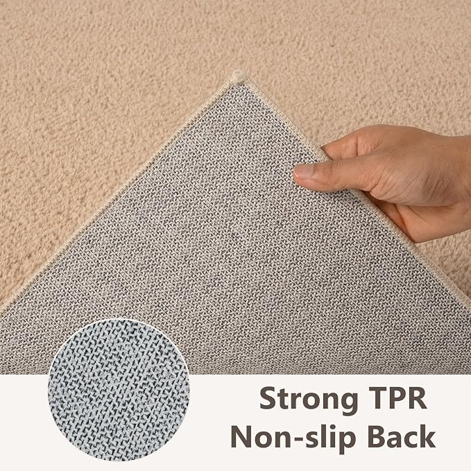 2x3 Beige Solid Area Rug Washable Non-Slip Soft - Image 6
