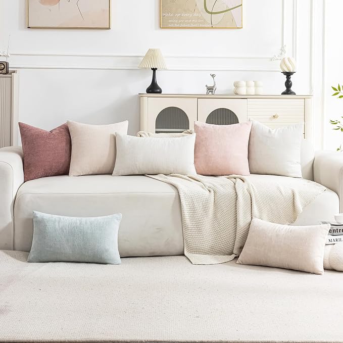 Set of 4 Soft Textured Decorative Throw Pillow Covers 20x20 Inch Cozy Farmhouse - Image 3