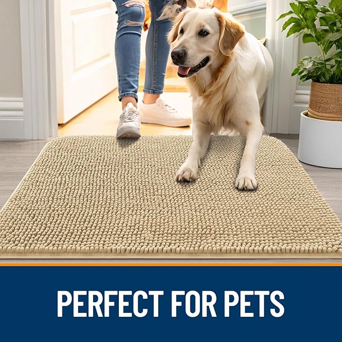 OLANLY Dog Door Mat for Muddy Paws 34x21, Super Absorbent Chenille Mud Mat | - Image 6
