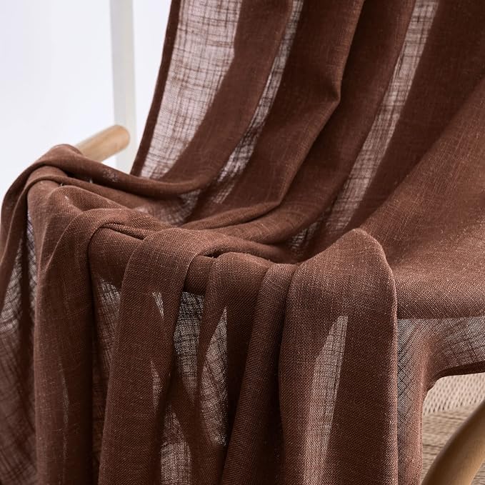 MIULEE Chocolate Brown Linen Curtains 72 Inch Length - Image 6