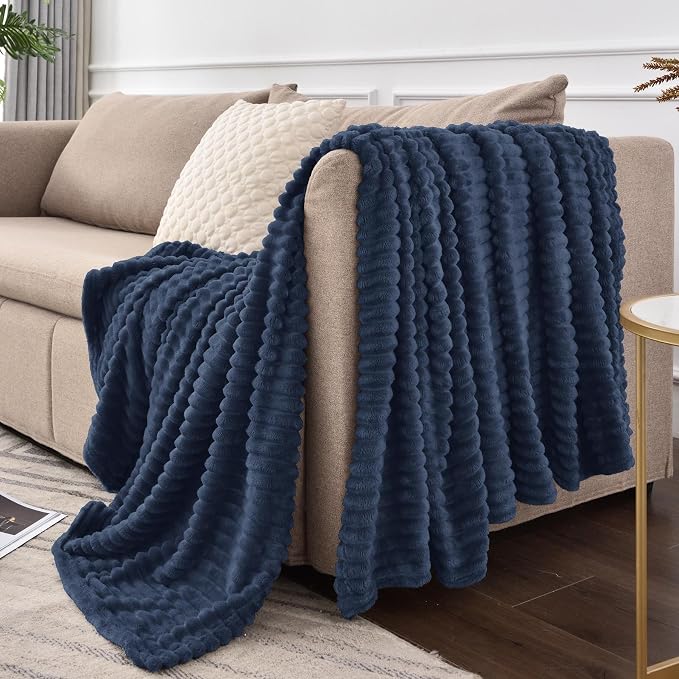 BEDELITE Fleece Throw Blanket for Couch – 3D Ribbed Jacquard Soft and Warm - Image 9