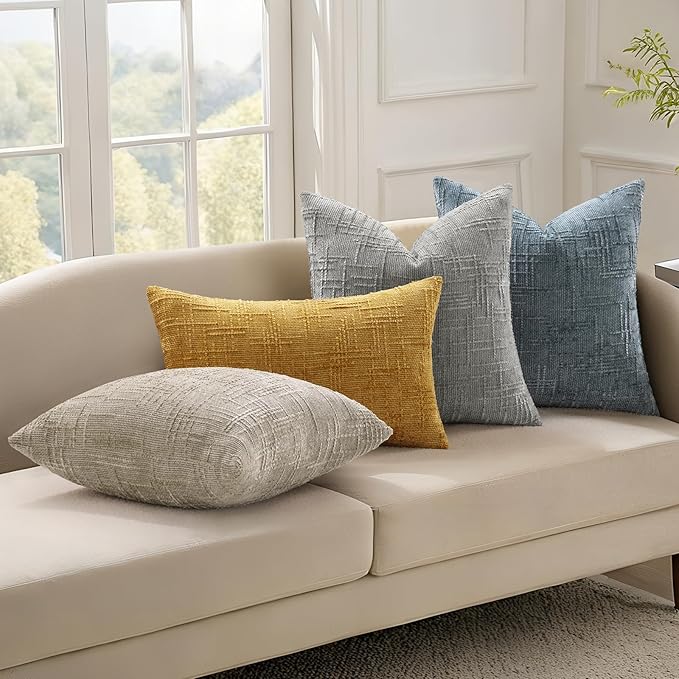 decorUhome Light Brown Chenille Throw Pillow Covers 20x20 Set of 2 Textured - Image 6