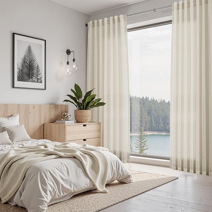 Nanspring Vanilla Linen Curtains 120 Inches Long - Image 7