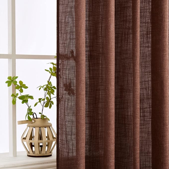 MIULEE Chocolate Brown Linen Curtains 108 Inches Long - Image 5