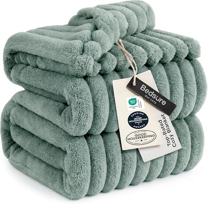 Bedsure Soft Cal Size Blanket for Bed Sage Green 102"x96" | Birthday Gifts for by Unknown