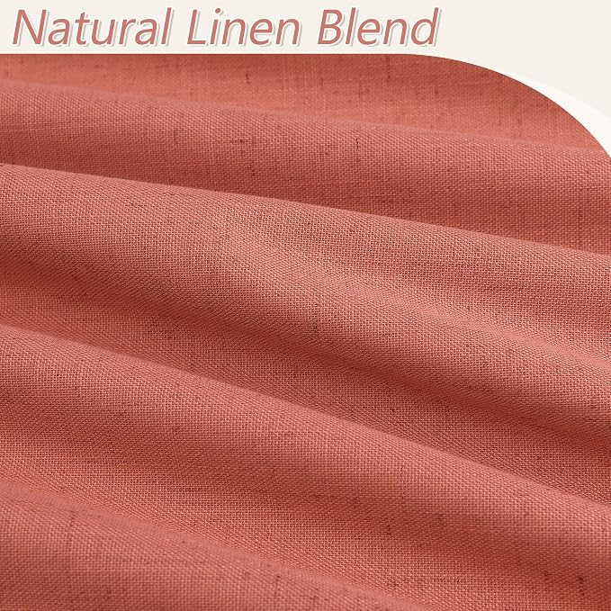 Coral 100% Blackout Linen Curtains 84 Inch Length 2 Panels Set - Image 5