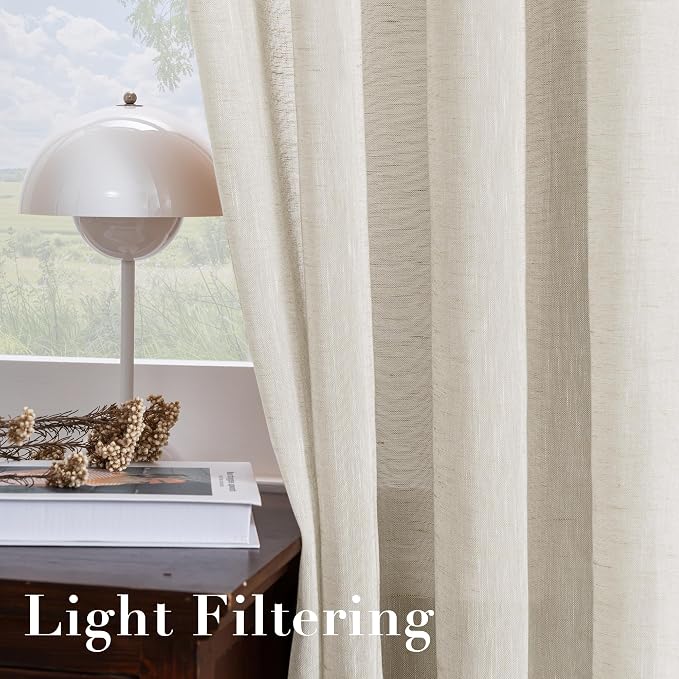 H.VERSAILTEX Curtains 96 inches Long Linen Curtains/Natural Linen Blended Sheer - Image 5
