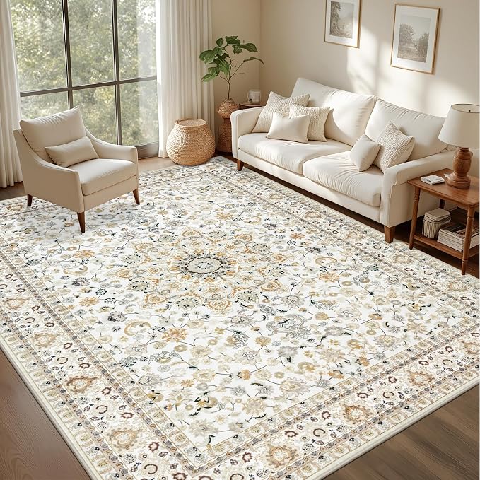 5x7 Area Rugs Living Room: Washable Vintage Rug - Image 3