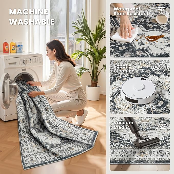 5x7 Area Rugs for Living Room, Large Washable Rug, Dining Room, Low Pile - Image 5