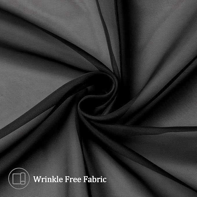 Aiyufeng Black Sheer Curtains 63 Inches Long Light Weight Soft Semi Voile Drapes - Image 9