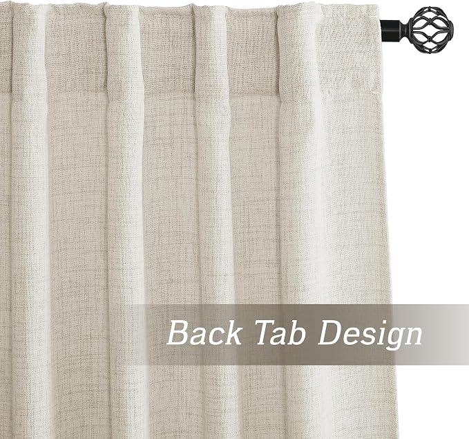 RYB HOME Sheer Curtains 102 inches, Extra Long Floor to Ceiling Curtains | Half - Image 2