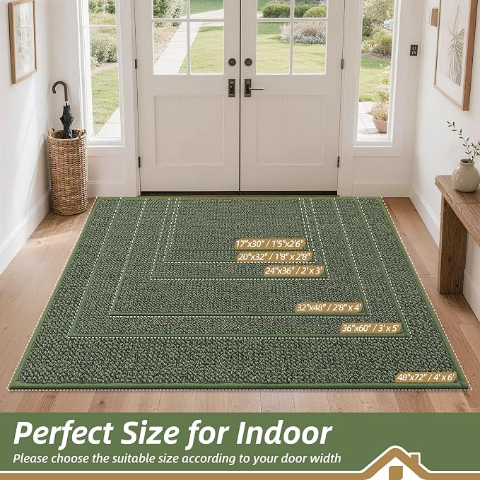 BEQHAUSE Dirt Trapper Door Mat 32" x 48", Non-Slip Washable Doormats, Low - Image 2
