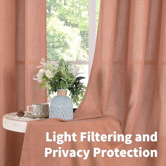 YoungsTex Terracotta Linen Curtains 108 Inch Length - Image 3