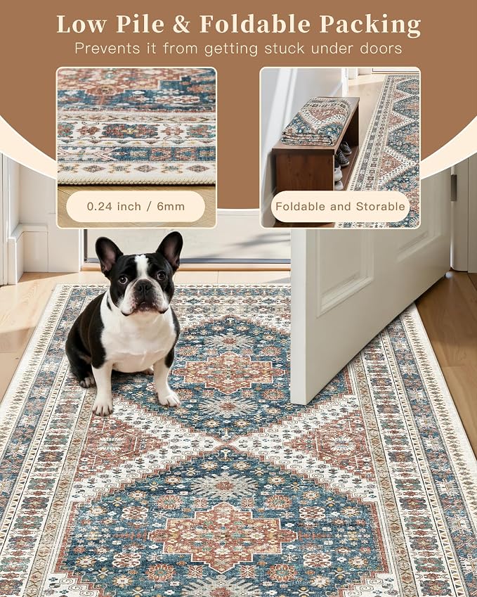 Madane Area Rug 3x5, Washable Vintage Entry Rugs - Image 6
