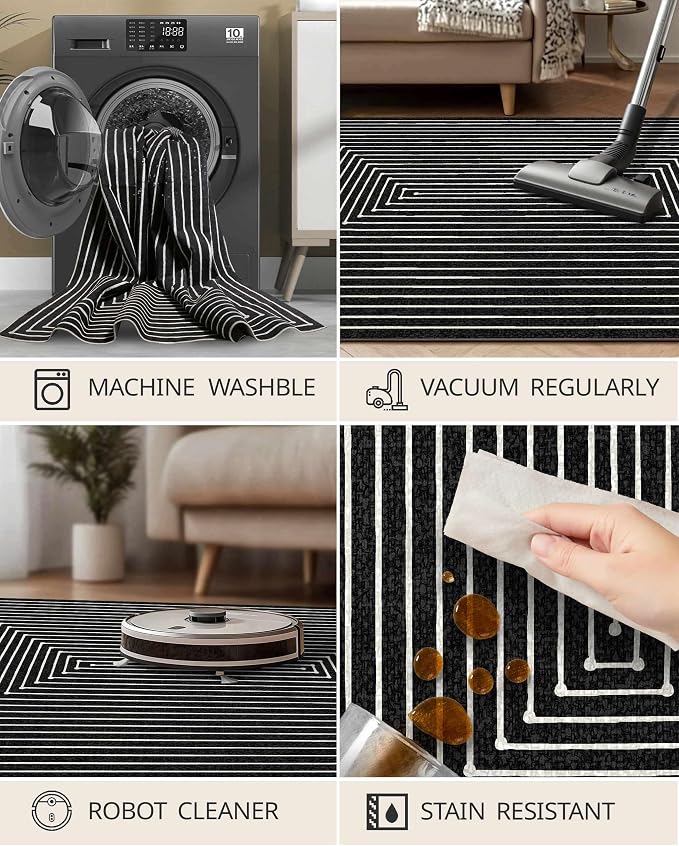 Latte&Fog 6x9 Area Rugs for Living Room Bedroom, Modern Abstract Washable Rug - Image 7