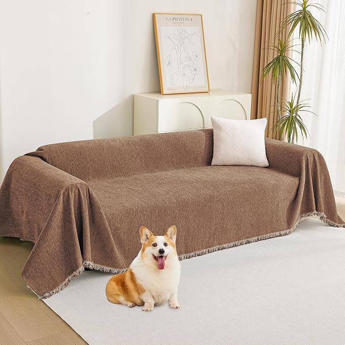 MYSKY HOME Loveseat Cover Camel Couch Cover Sectional Couch Covers by MYSKYHOME