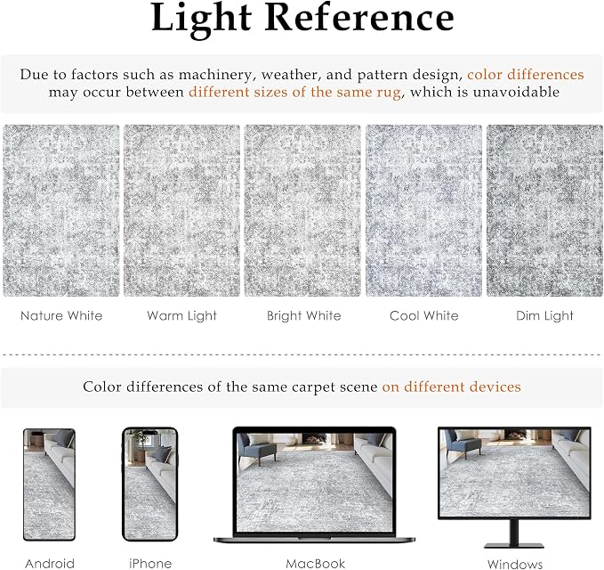 PureCozy 5x7 Area Rug Washable Vintage Living Room Carpet Large Indoor Non Slip - Image 2