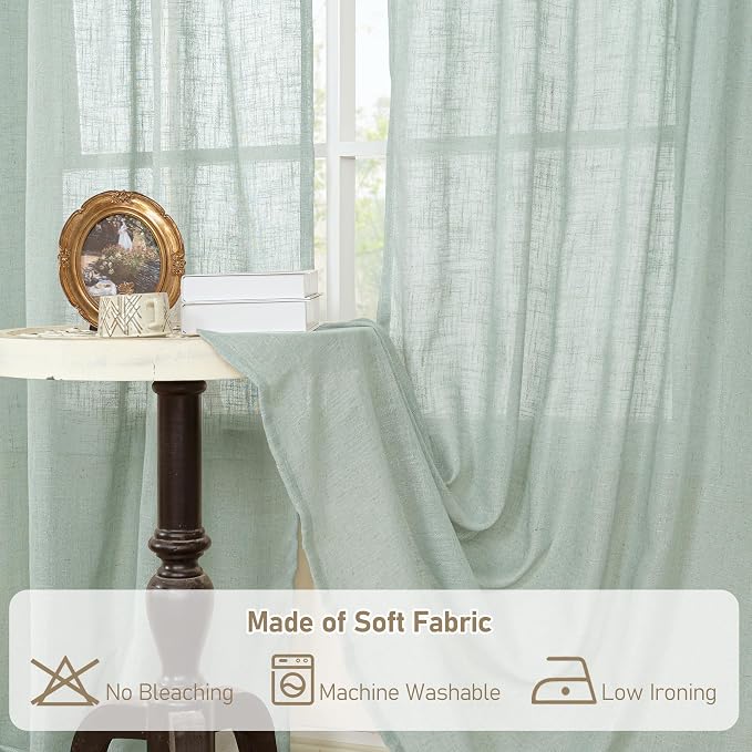 Short Kitchen Linen Curtains 24 Inch Length - Image 8