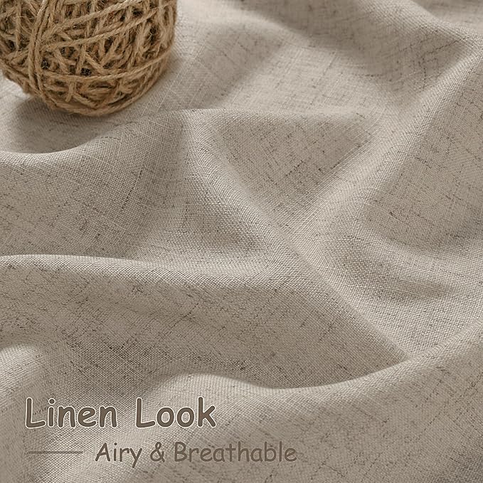 Living Room Curtains 72 Inch Length Linen Blend Cobblestone Light Filtering - Image 4