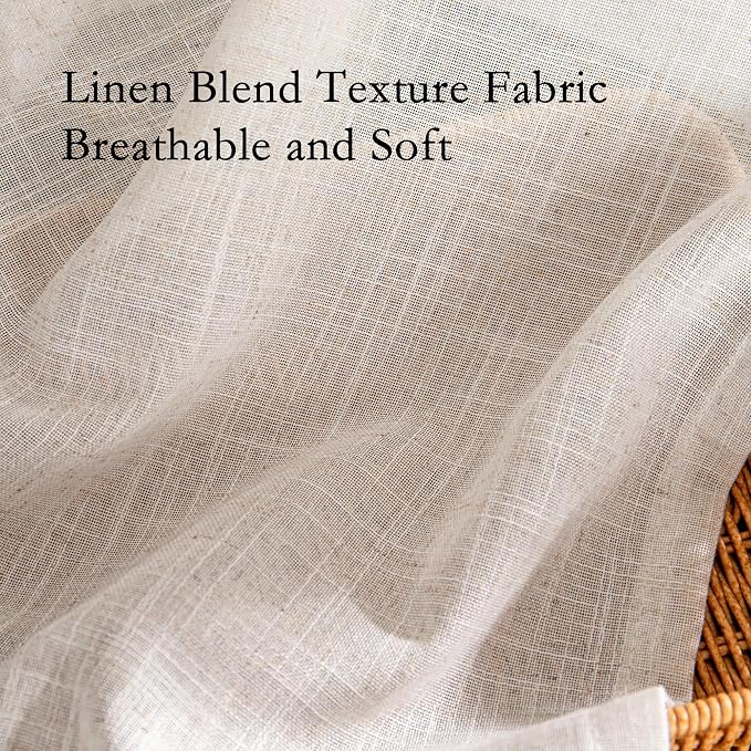 MYSKY HOME Linen Curtains for Living Room 96 Inches Long, Semi Sheer Curtains & - Image 5