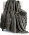 Bedsure GentleSoft Fuzzy Sherpa Faux Fur Twin Blanket Olive Green Cozy Gifts by BEDSURE