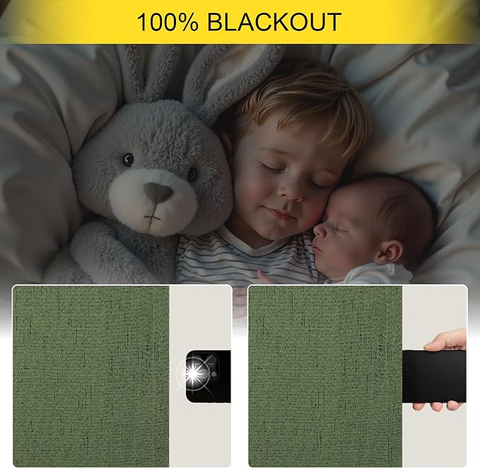 Olive Green Blackout Curtains for Bedroom 96 Inches Long Floor Length 2 Panel - Image 4