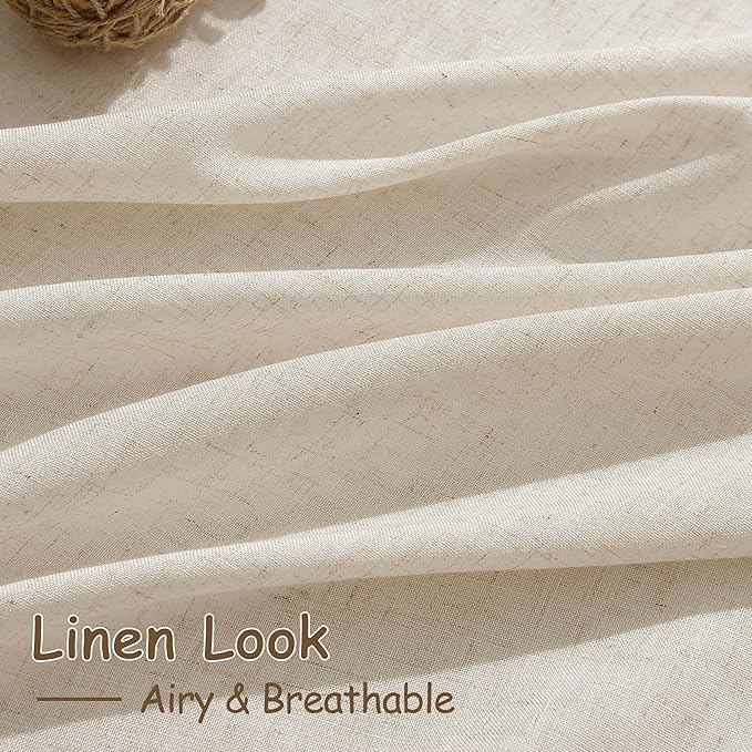 Cream Beige Linen Curtains for Living Room 100 Inches Long Light Filtering Semi - Image 4