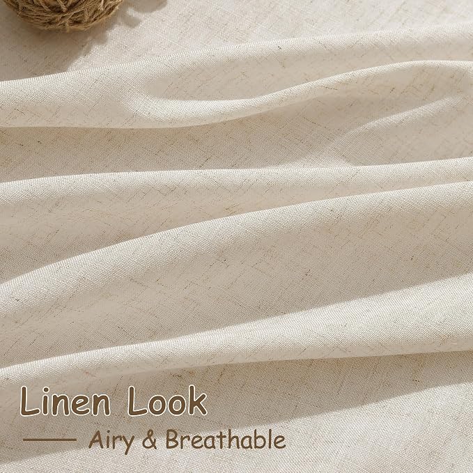 Linen Curtains 70 Inch Length for Living Room Back Tab Semi Sheer Light - Image 4