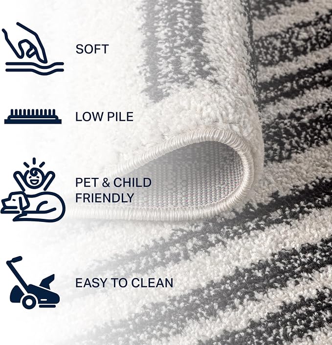 JONATHAN Y Khalil Modern Berber Stripe Cream/Black 4x4 Square Indoor Area Rug - Image 3