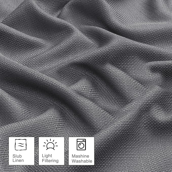 OWENIE Bob Valance Curtains 18 Inch Length 1 Piece, Faux Linen Slub Solid Dark - Image 3