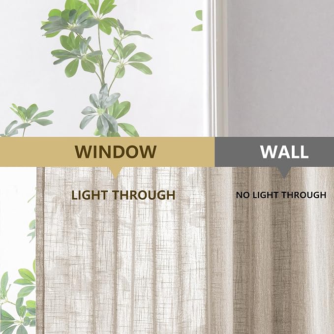MYSKY HOME Kitchen Semi Sheer Oatmeal Curtains 24 Inch Long, Light Filtering - Image 8