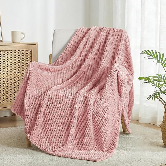 Exclusivo Mezcla Soft Waffle Fleece Bed Blanket Twin Size, Cozy Fluffy Design - Image 4
