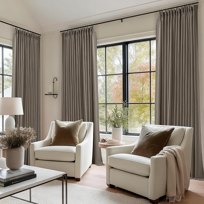 Taupe Grey 120 Inch Blackout Pinch Pleated Curtains - Image 9