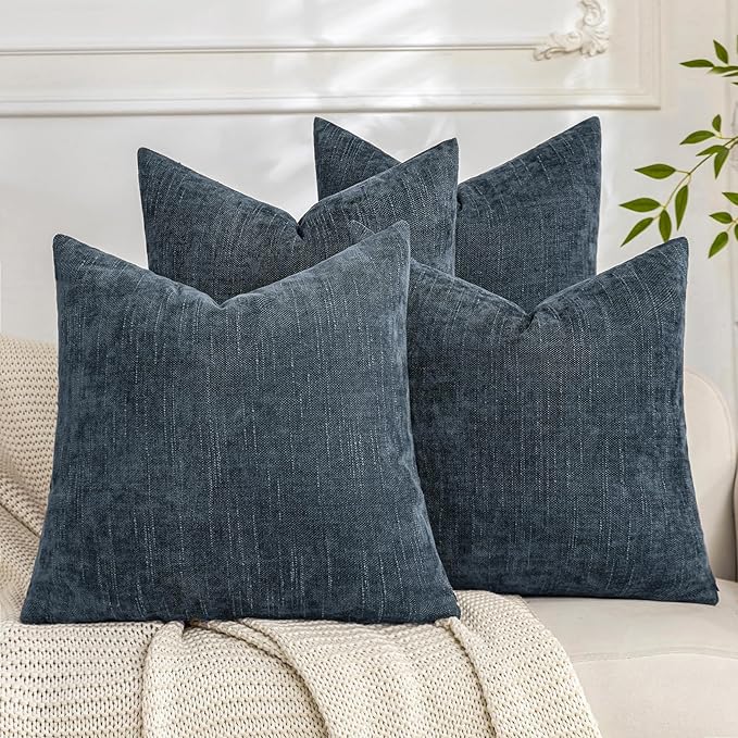 Set of 4 Soft Textured Decorative Throw Pillow Covers 18x18 Inch Cozy Farmhouse by Cozoomy