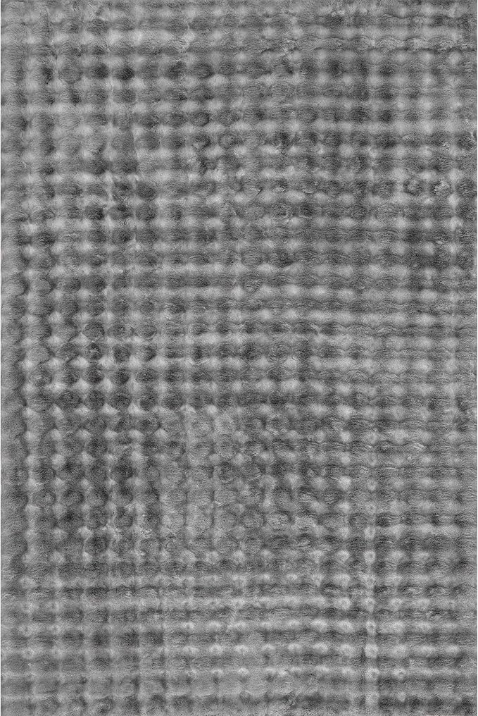 nuLOOM Jeni Checkered 6 Round Machine Washable Area Rug for Living Room Bedroom Dining Room Kitchen, Dark Grey