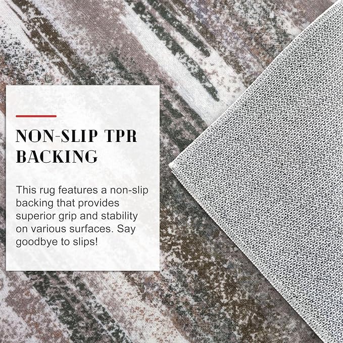 Lansny Modern Abstract Runner Rug 2.6x10, Dark Light Brown White Washable Long - Image 6