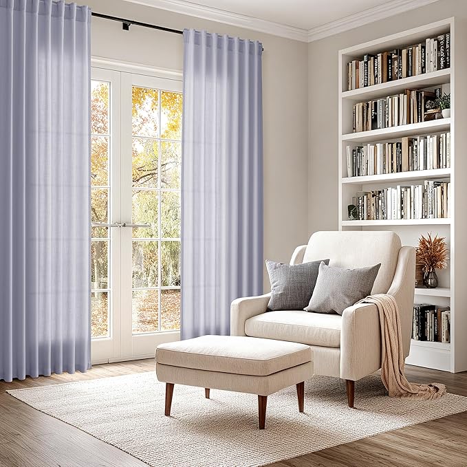 Nanspring Lavender Purple Linen Curtains 102 Inches Long - Image 6