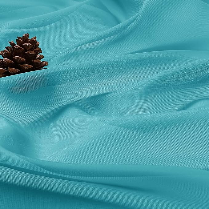 Sheer Turquoise Curtains 108 Inches Long 2 Panels Set, 59 Inch Extra Wide - Image 4