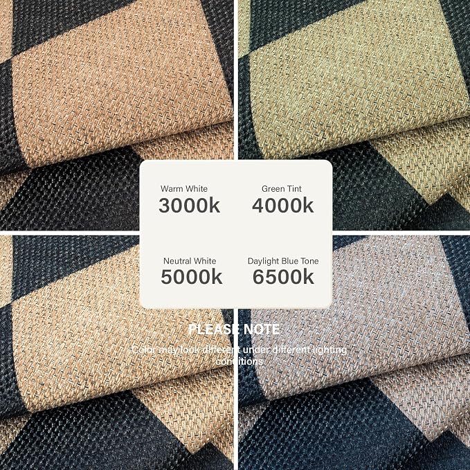 Lahome Checkered Easy Jute 6ft Round Outdoor Patio Area Rug, Washable Black | - Image 7